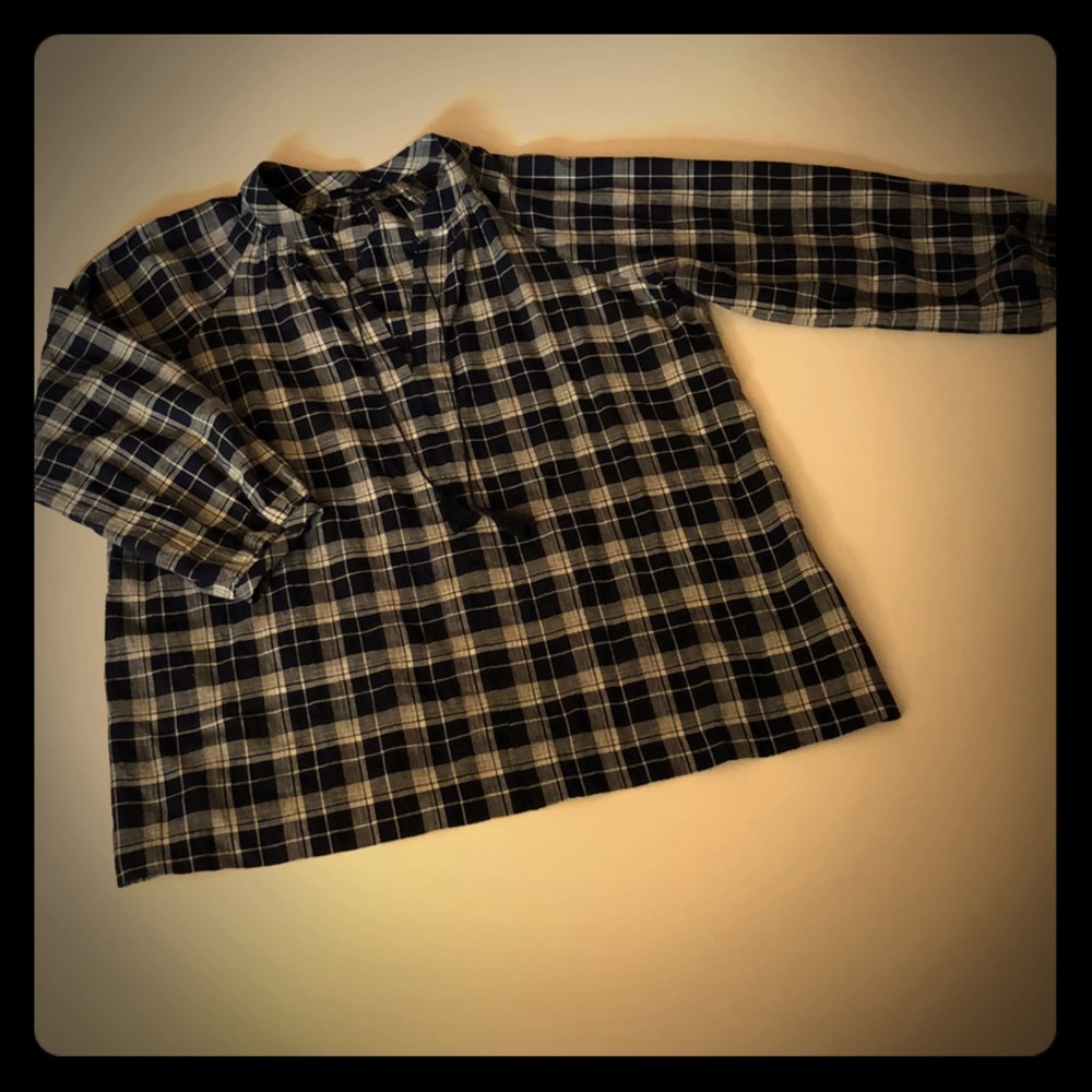 Madewell Navy Flannel Peasant Top